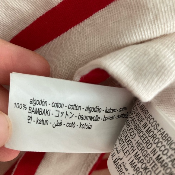 ZARA | red and cream striped t-shirt with slits, 100% cotton, oversized medium - Picture 4 of 4